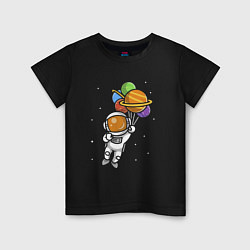 Футболка хлопковая детская Юный Космонавт, цвет: черный