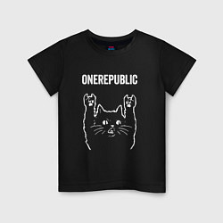 Футболка хлопковая детская OneRepublic Рок кот One Republic, цвет: черный