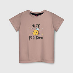 Футболка хлопковая детская Bee positive, цвет: пыльно-розовый