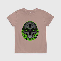 Футболка хлопковая детская SKULL TOXIC, цвет: пыльно-розовый