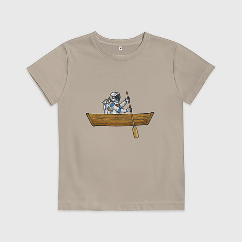 Детская футболка Космонавт в лодке / Миндальный – фото 1