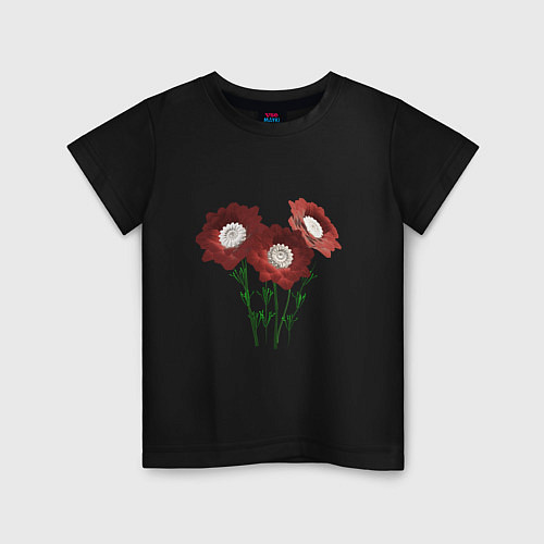 Детская футболка Flowers red white / Черный – фото 1