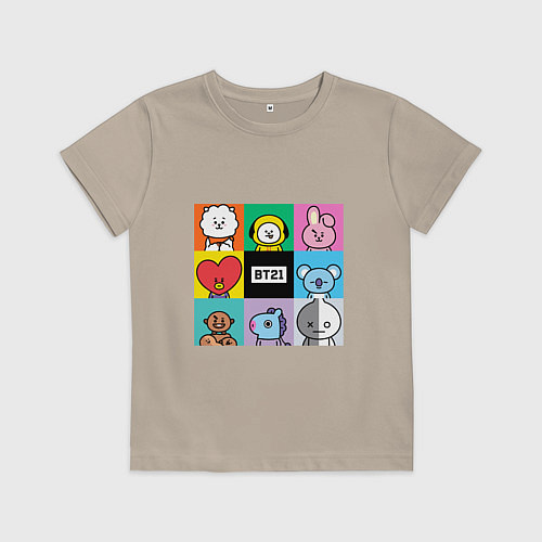 Детская футболка BT21 BTS к-поп / Миндальный – фото 1