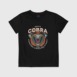 Футболка хлопковая детская Кобра Кай - логотип с Коброй Cobra Kai Logo, цвет: черный