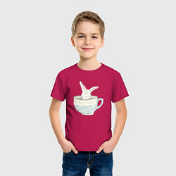 Футболка хлопковая детская Кролик в чашке, цвет: маджента — фото 2