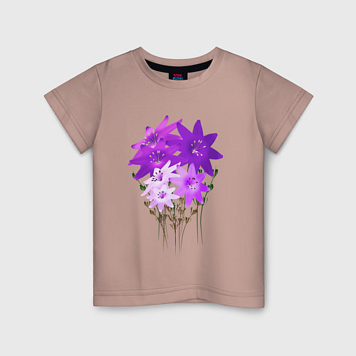 Детская футболка Flowers purple light / Пыльно-розовый – фото 1