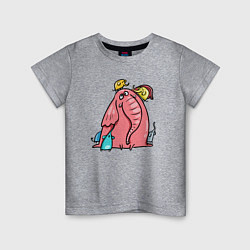 Футболка хлопковая детская Розовая слоника со слонятами, цвет: меланж