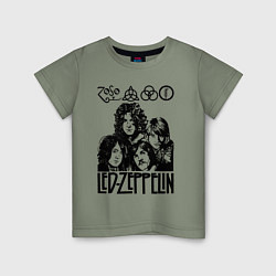 Футболка хлопковая детская Led Zeppelin Black, цвет: авокадо