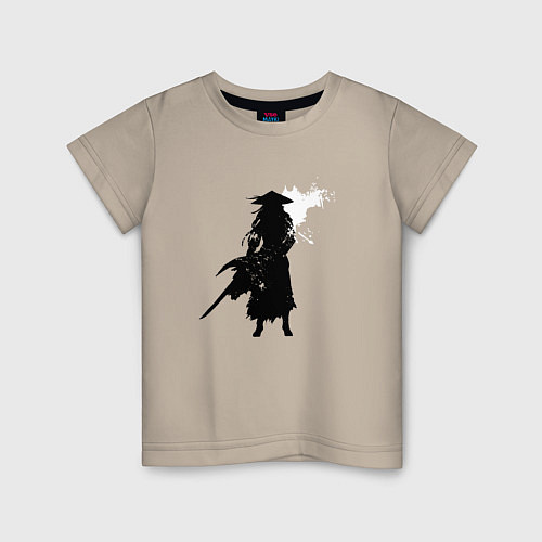 Детская футболка Самурай и белая луна / Миндальный – фото 1