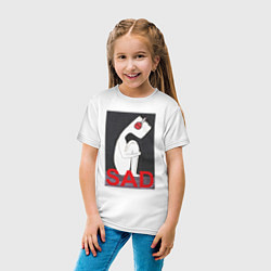 Футболка хлопковая детская Грустяш слушает музыку, цвет: белый — фото 2