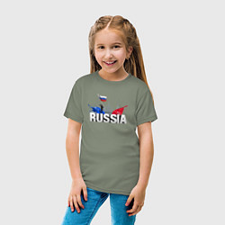 Футболка хлопковая детская Russia объемный текст, цвет: авокадо — фото 2