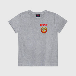 Футболка хлопковая детская USSR логотип, цвет: меланж