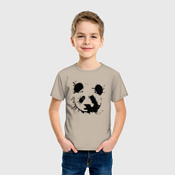 Футболка хлопковая детская Прикольный панда - клякса, цвет: миндальный — фото 2