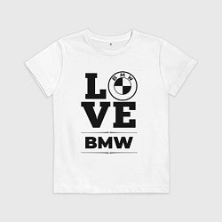 Футболка хлопковая детская BMW love classic, цвет: белый