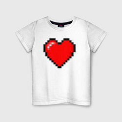 Футболка хлопковая детская Пиксельное сердце-здоровье - Красный, цвет: белый