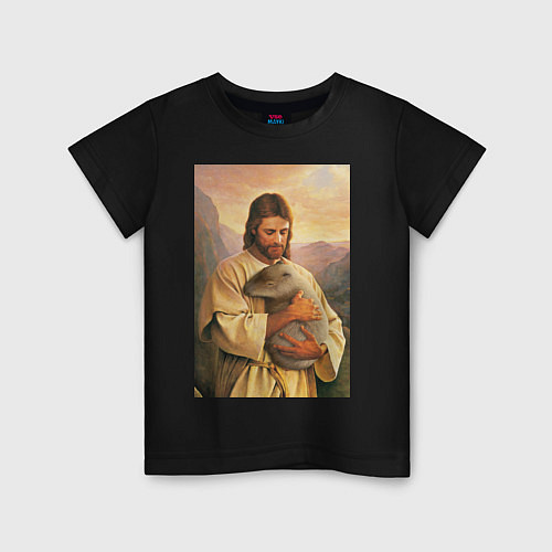 Детская футболка Иисус и капибара / Черный – фото 1