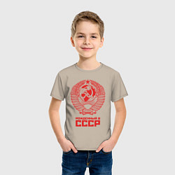 Футболка хлопковая детская Рожденный в СССР: Советский союз, цвет: миндальный — фото 2