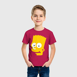 Футболка хлопковая детская Барт Симпсон - портрет, цвет: маджента — фото 2