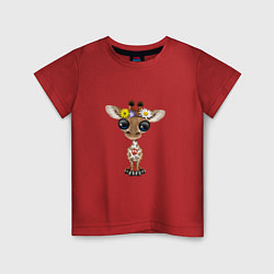 Футболка хлопковая детская Мир - Жираф, цвет: красный