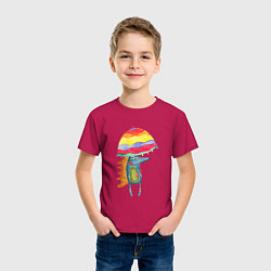 Футболка хлопковая детская Ежик под зонтиком, цвет: маджента — фото 2