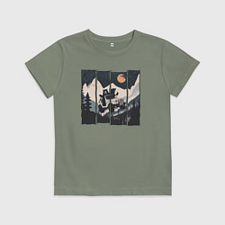 Футболка хлопковая детская Оранжевая луна и лесное ралли, цвет: авокадо