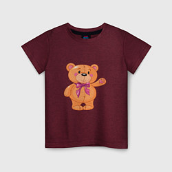 Футболка хлопковая детская Милый плюшевый медвеженок, цвет: меланж-бордовый