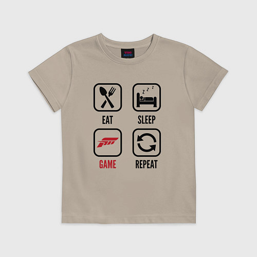 Детская футболка Eat - sleep - Forza Horizon - repeat / Миндальный – фото 1