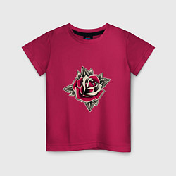 Футболка хлопковая детская Бутон розы, цвет: маджента