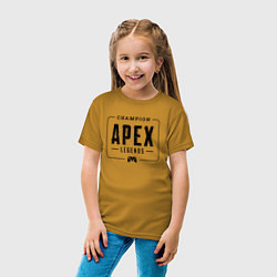 Футболка хлопковая детская Apex Legends gaming champion: рамка с лого и джойс, цвет: горчичный — фото 2