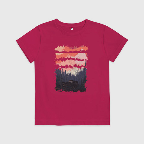 Детская футболка Бездорожье и закат / Маджента – фото 1