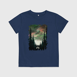 Футболка хлопковая детская Лес кругом, цвет: тёмно-синий