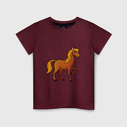 Футболка хлопковая детская Конь бьет копытом, цвет: меланж-бордовый