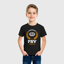 Футболка хлопковая детская Лого PSV и надпись legendary football club, цвет: черный — фото 2
