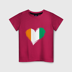 Футболка хлопковая детская Сердце - Ирландия, цвет: маджента