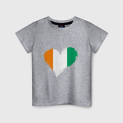 Футболка хлопковая детская Сердце - Ирландия, цвет: меланж