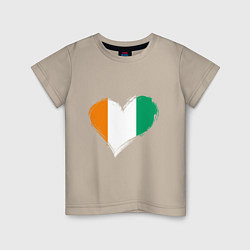 Футболка хлопковая детская Сердце - Ирландия, цвет: миндальный