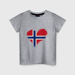 Футболка хлопковая детская Сердце - Норвегия, цвет: меланж