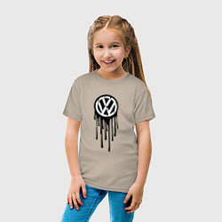 Футболка хлопковая детская Volkswagen - art logo, цвет: миндальный — фото 2