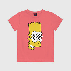 Футболка хлопковая детская Bart Simpson - glitch, цвет: коралловый