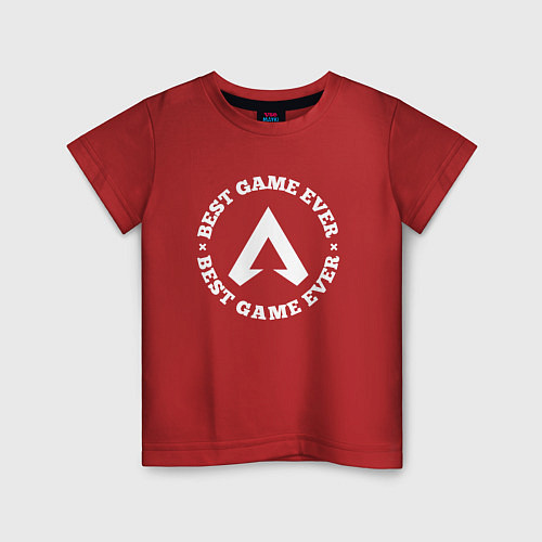 Детская футболка Символ Apex Legends и круглая надпись best game ev / Красный – фото 1