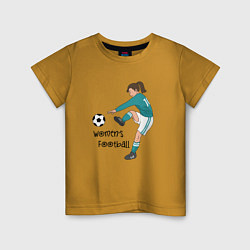 Футболка хлопковая детская Womens football, цвет: горчичный