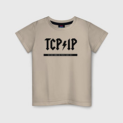 Футболка хлопковая детская TCPIP Connecting people since 1972, цвет: миндальный