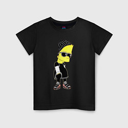 Футболка хлопковая детская Барт Симпсон в тёмных очках, цвет: черный