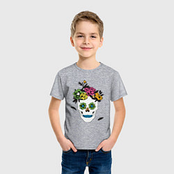 Футболка хлопковая детская Sugar skull, цвет: меланж — фото 2