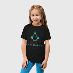 Футболка хлопковая детская Assassins Creed Valhalla - logo, цвет: черный — фото 2