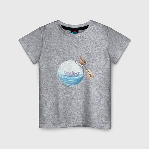 Детская футболка Лето в бутылке - море / Меланж – фото 1