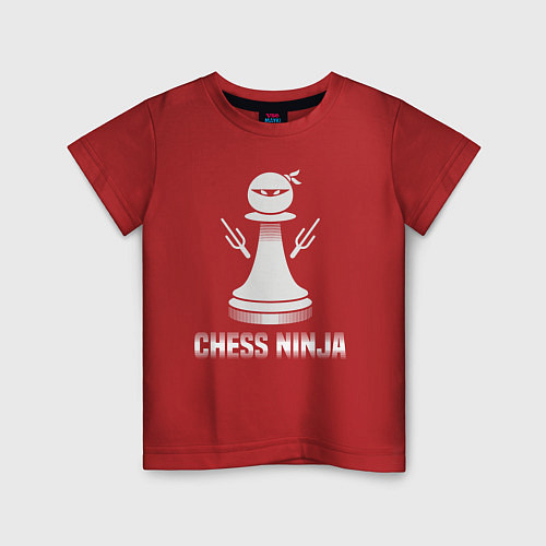 Детская футболка Шахматный ниндзя / Красный – фото 1