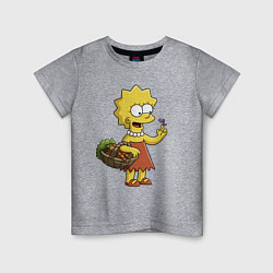 Футболка хлопковая детская Lisa Simpson с гусеницей на даче, цвет: меланж