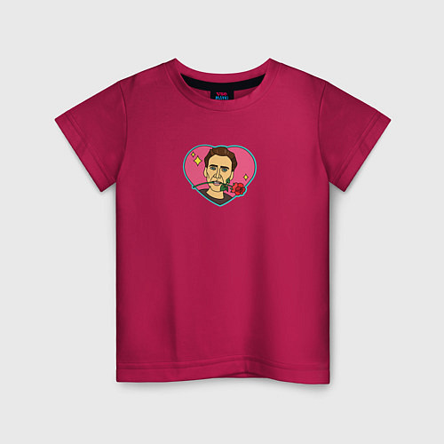 Детская футболка Николас Кейдж - сердце / Маджента – фото 1