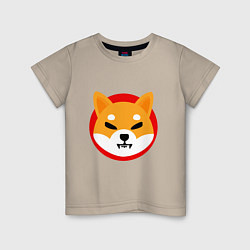 Футболка хлопковая детская Shiba Inu SHIB, цвет: миндальный